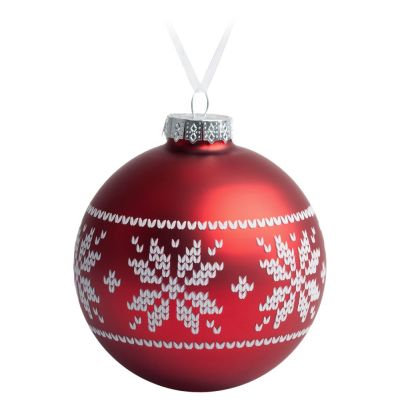 Елочный шар «Скандинавский узор», 10 см, красный-0