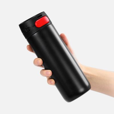 Термостакан X1 с цветной кнопкой, черный с красным-3