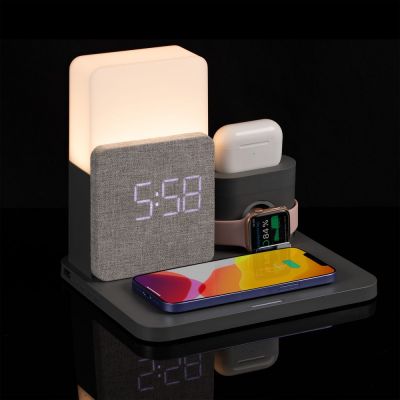 Зарядная станция с часами и подсветкой Large Charge, серая-17