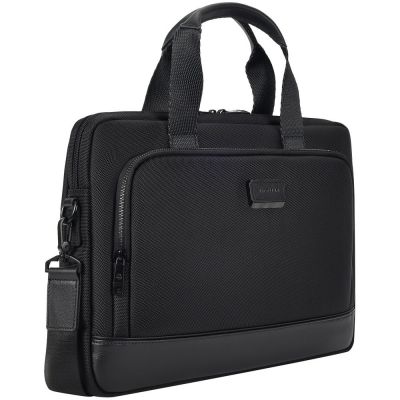 Сумка для ноутбука Santiago с кожаной отделкой, черная-2