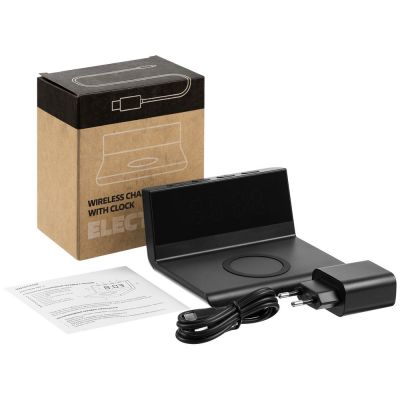 Станция беспроводной зарядки с часами Electron, ver.2, черная-11