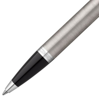 Ручка шариковая Parker IM Essential Stainless Steel CT, серебристая с черным-2