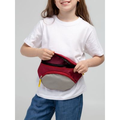 Поясная сумка детская Kiddo, бордовая с серым-5
