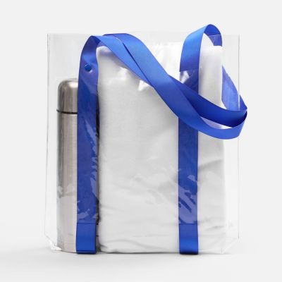 Шопер Clear Fest, ver.2, прозрачный с синими ручками-3