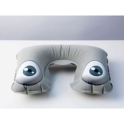 Надувная подушка под шею в чехле Sleep, темно-серая-3