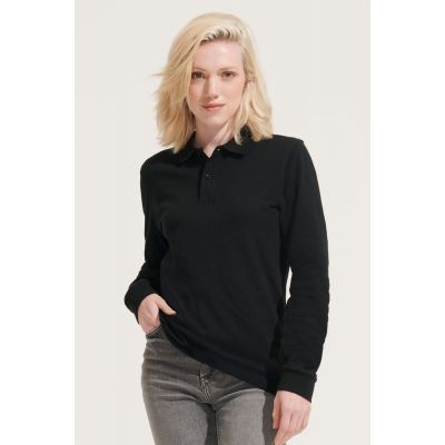 Рубашка поло унисекс с длинным рукавом Planet LSL, черная-3