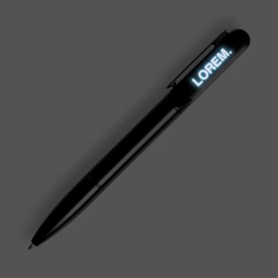 Ручка шариковая Lucenti с подсветкой логотипа, черная-1