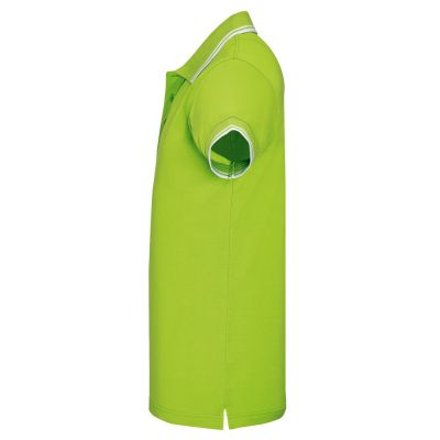 Рубашка поло мужская Pasadena Men 200 с контрастной отделкой, зеленый лайм с белым-2