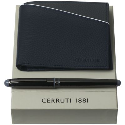 Набор Cerruti 1881: кошелек и роллер, синий-1
