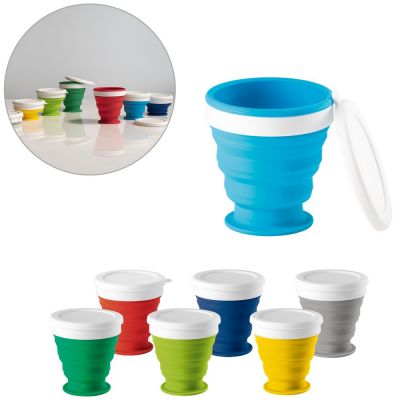 Складной стакан с крышкой Astrada, синий-3