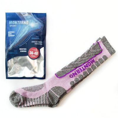 Термоноски женские высокие Monterno Sport, фиолетовые с серым-1