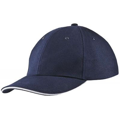 Бейсболка Unit Generic, темно-синяя с белым кантом-0