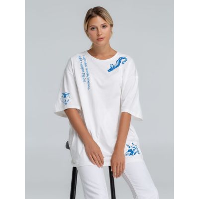 Футболка оверсайз с термонаклейками «Бредни», молочно-белая-3