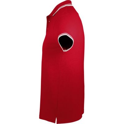 Рубашка поло мужская Pasadena Men 200 с контрастной отделкой, красная с белым-2