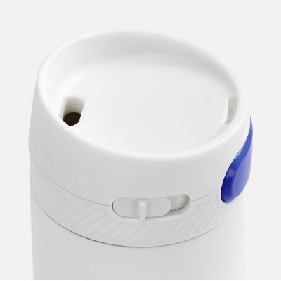 Термостакан X1 с цветной кнопкой, белый с синим-2