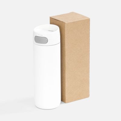 Термостакан X1 с цветной кнопкой, белый с серым-4