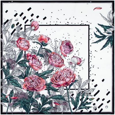 Платок шелковый Delicate, пионы-0