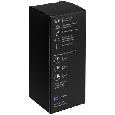 Термостакан Relief, черный с синим-4