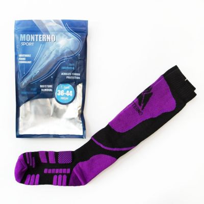 Термоноски высокие Monterno Sport, черные с фиолетовым-1