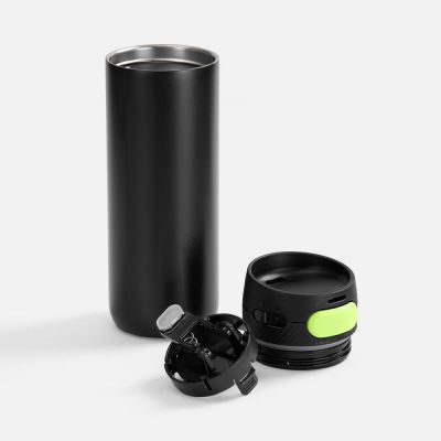 Термостакан X1 с цветной кнопкой, черный с желтым-1