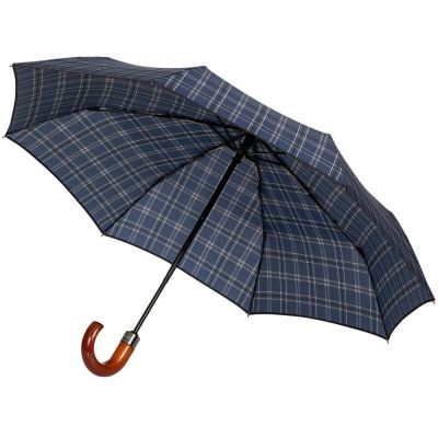 Складной зонт Wood Classic S, синий в клетку-1