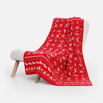 Плед Holidale, красный с молочным-0