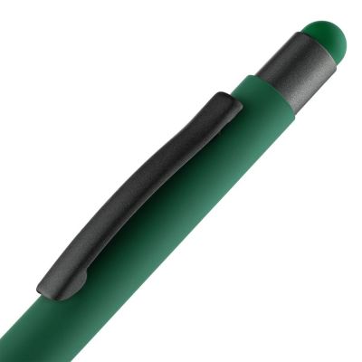 Ручка шариковая Digit Soft Touch со стилусом, зеленая-4