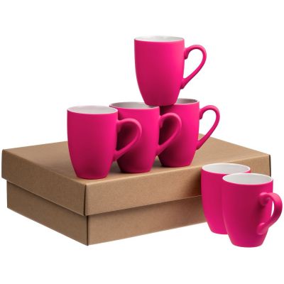 Набор из 6 кружек Best Morning c покрытием софт-тач, фуксия-0