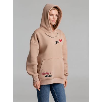 Худи оверсайз с термонаклейками Lucky Strike, бежевое-3