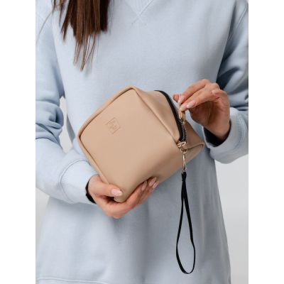 Дорожная косметичка Cubo, бежевая с логотипом-10