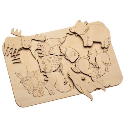 Пазл-раскраска Wood Games, лесные жители-2