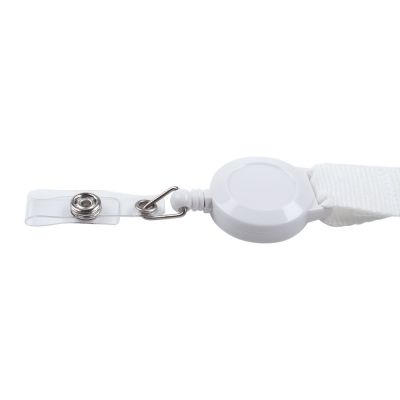 Лента для бейджа с ретрактором Retract, белая-2