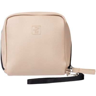 Дорожная косметичка Cubo, бежевая с логотипом-2