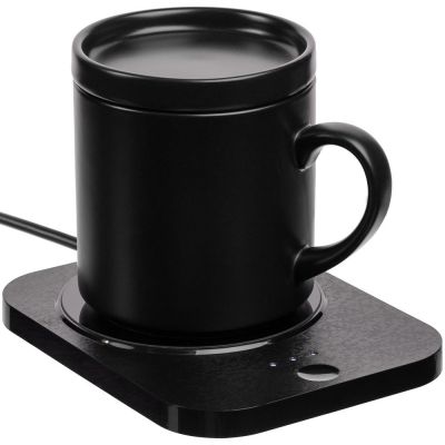 Кружка с подогревом и беспроводной зарядкой dualBase plus, черная-2
