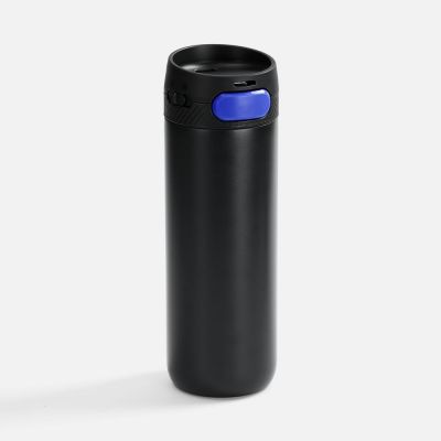 Термостакан X1 с цветной кнопкой, черный с синим-0