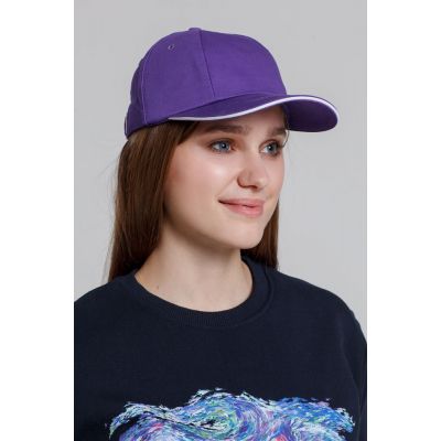 Бейсболка Bizbolka Canopy, ярко-синяя с белым кантом-5