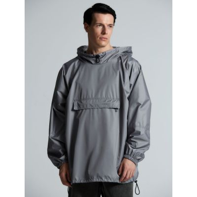 Дождевик-анорак Hard Work, укороченный, серый, единый размер-13