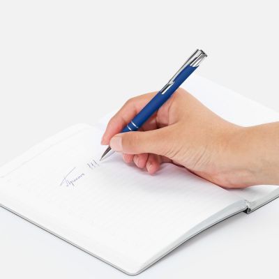 Ручка шариковая Keskus Soft Touch в футляре, синяя-4
