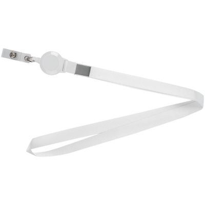 Карман для бейджа Rover с лентой и ретрактором, белый-1