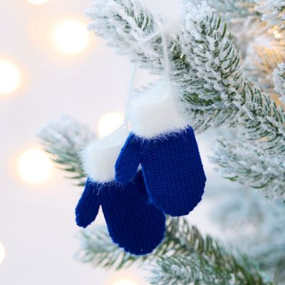 Подвеска на елку «Вьюжка», варежки, синяя-2
