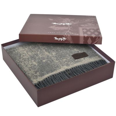 Плед Magnolia, серый с бежевым-2