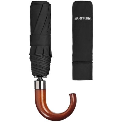 Складной зонт Wood Classic S, черный-3