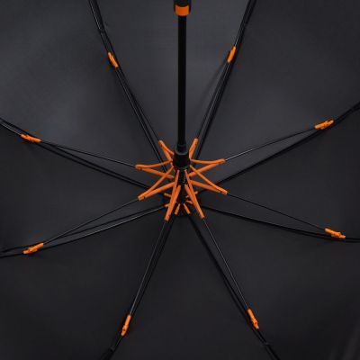 Зонт-трость Hidecolor с цветными спицами, черный с оранжевым-2