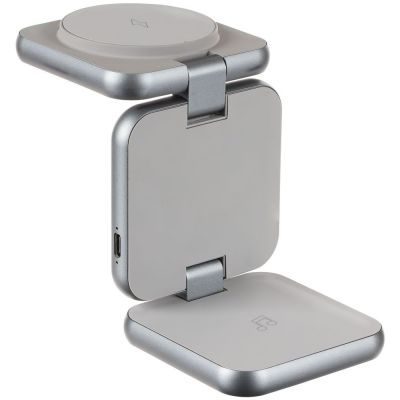 Складная станция беспроводной зарядки Terza, серебристая-3