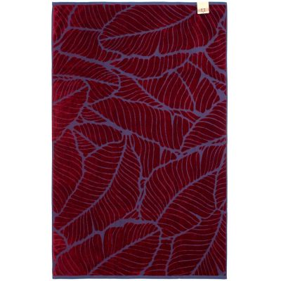 Полотенце In Leaf, большое, синее с бордовым-1