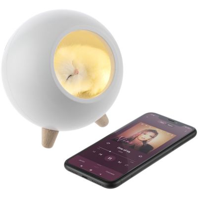 Беспроводная лампа-колонка Right Meow, белая-9