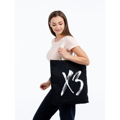 Холщовая сумка «ХЗ» с внутренним карманом, черная с белым-2