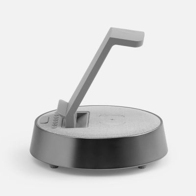 Bluetooth-колонка с беспроводной зарядкой и часами netEnergy, серая-2