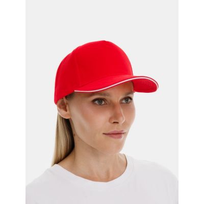 Бейсболка Classic 2.0, красная с белым кантом-5
