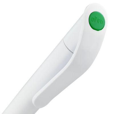 Ручка шариковая Grip, белая с зеленым-3